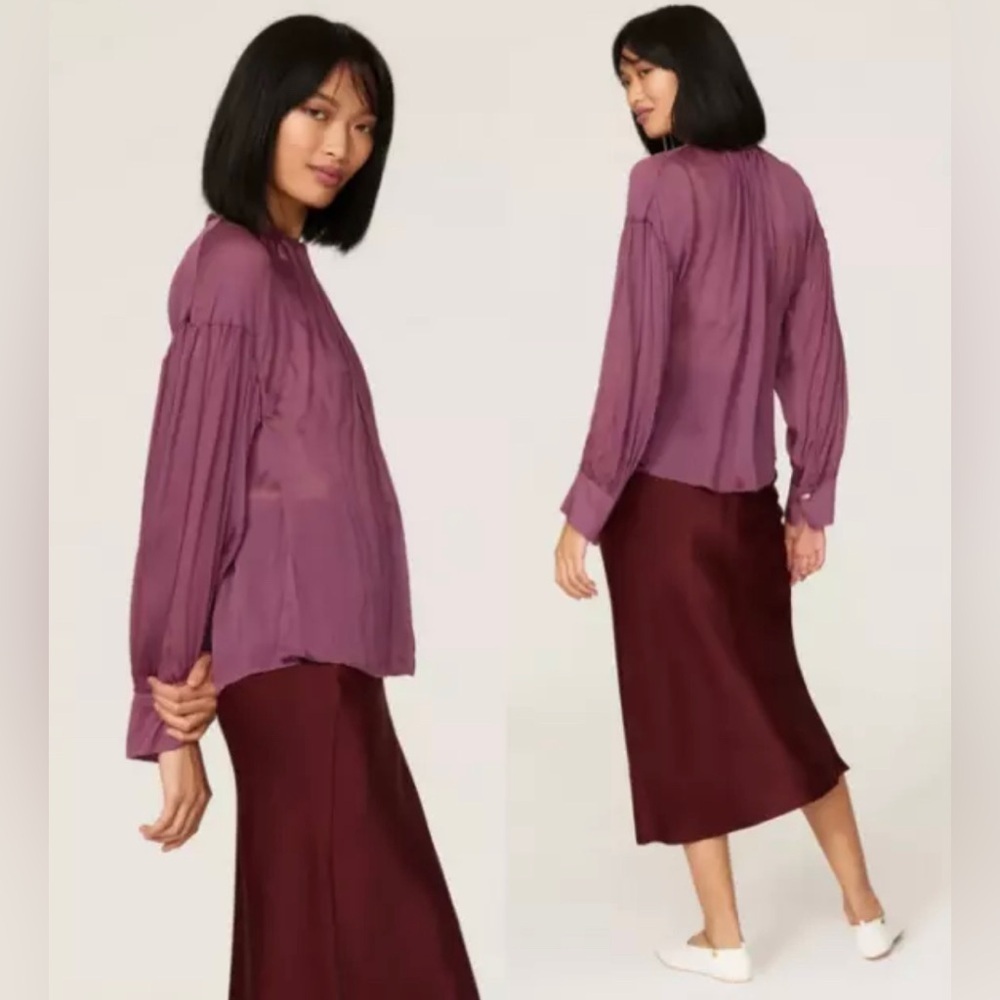 Vince Camellia Silk Shirred Blouse Size L